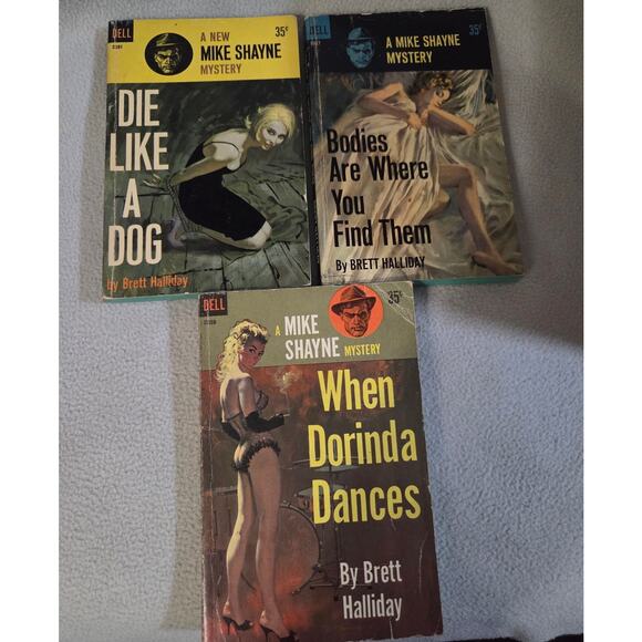 Lot 3 Antique Books Mike Shayne Mystery Brett Halliday New Dell Edition - Picture 3 of 8